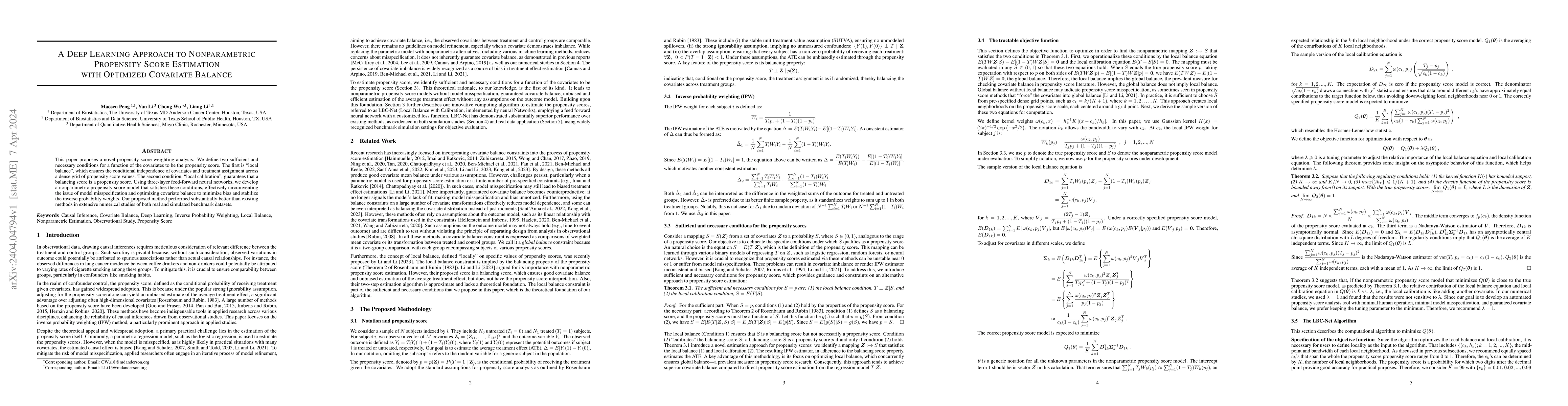 Thumbnail for A Deep Learning Approach to Nonparametric Propensity Score Estimation
  with Optimized Covariate Balance
