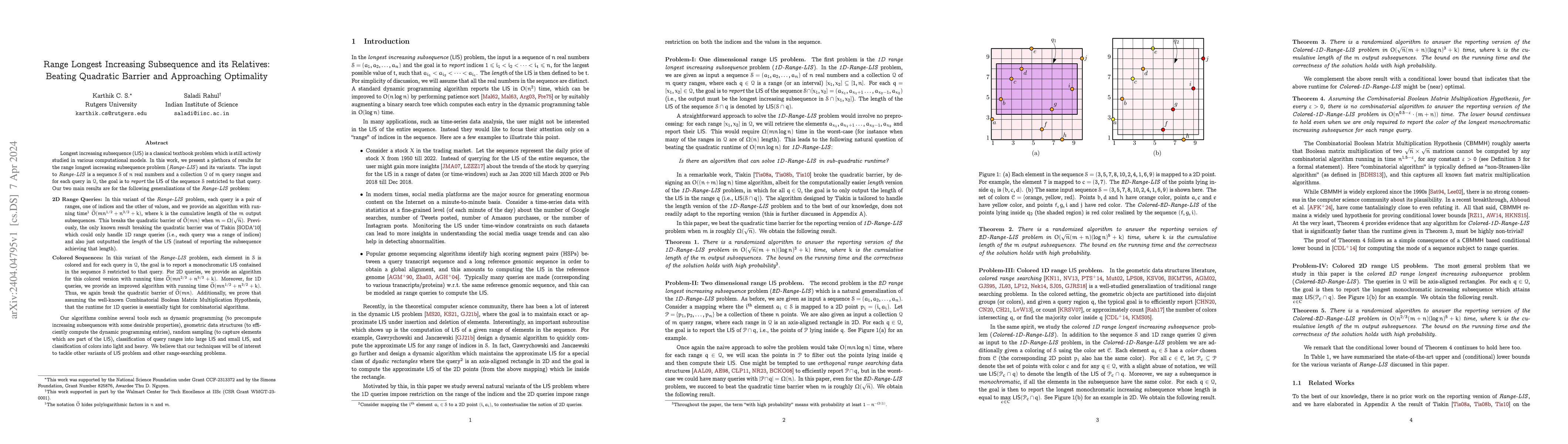 Thumbnail for Range Longest Increasing Subsequence and its Relatives: Beating
  Quadratic Barrier and Approaching Optimality