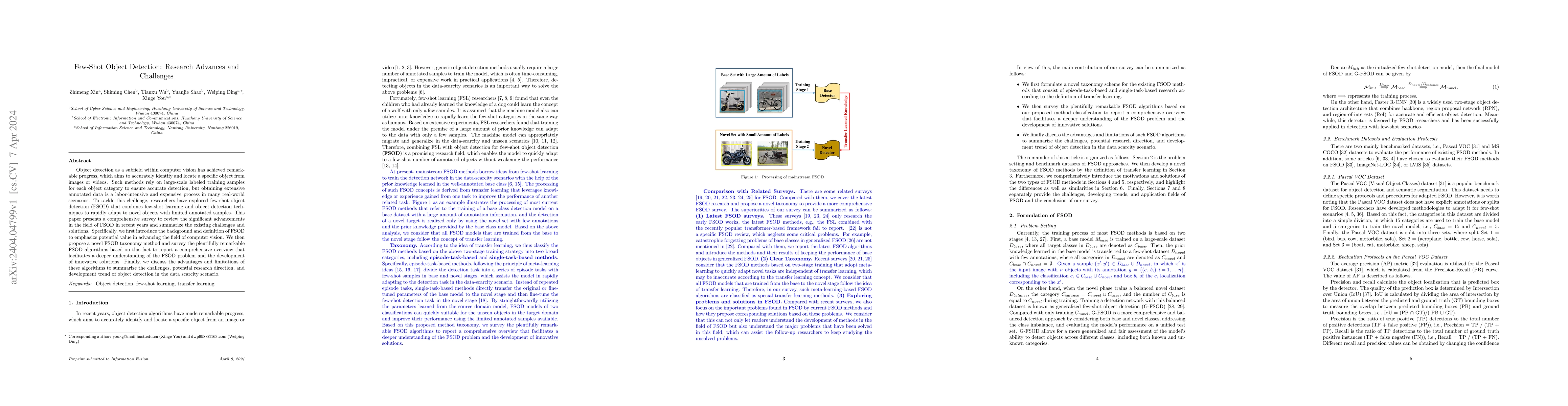 Thumbnail for Few-Shot Object Detection: Research Advances and Challenges