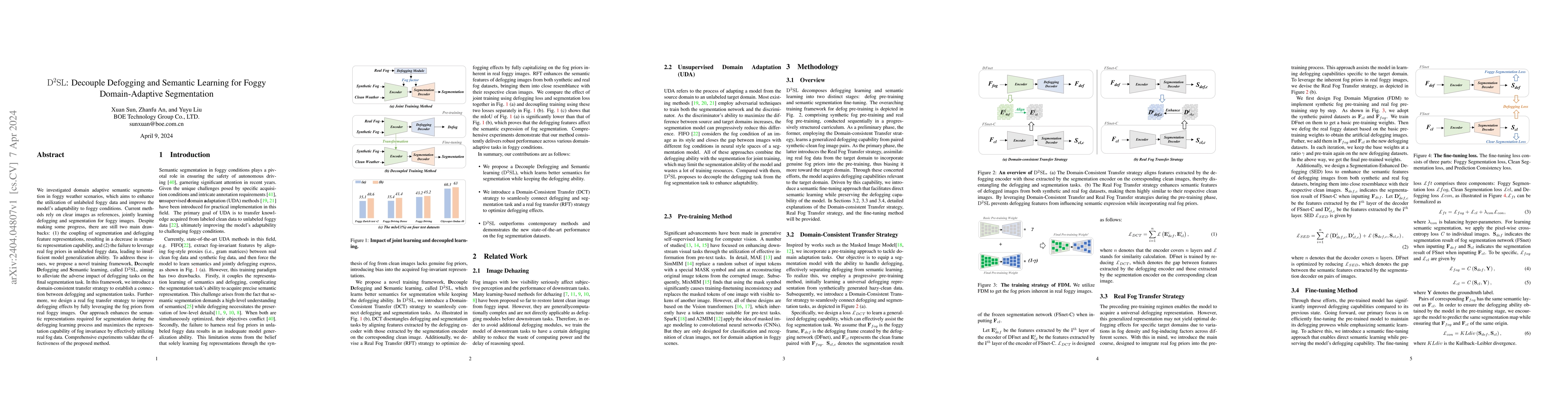 Thumbnail for D2SL: Decouple Defogging and Semantic Learning for Foggy Domain-Adaptive
  Segmentation