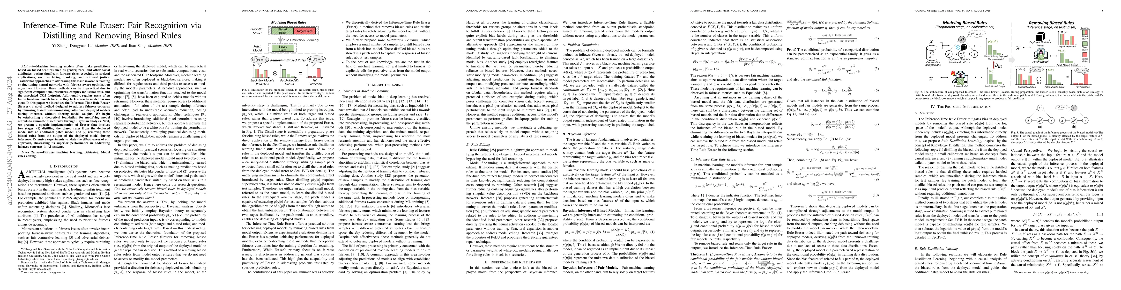 Thumbnail for Inference-Time Rule Eraser: Fair Recognition via Distilling and Removing
  Biased Rules