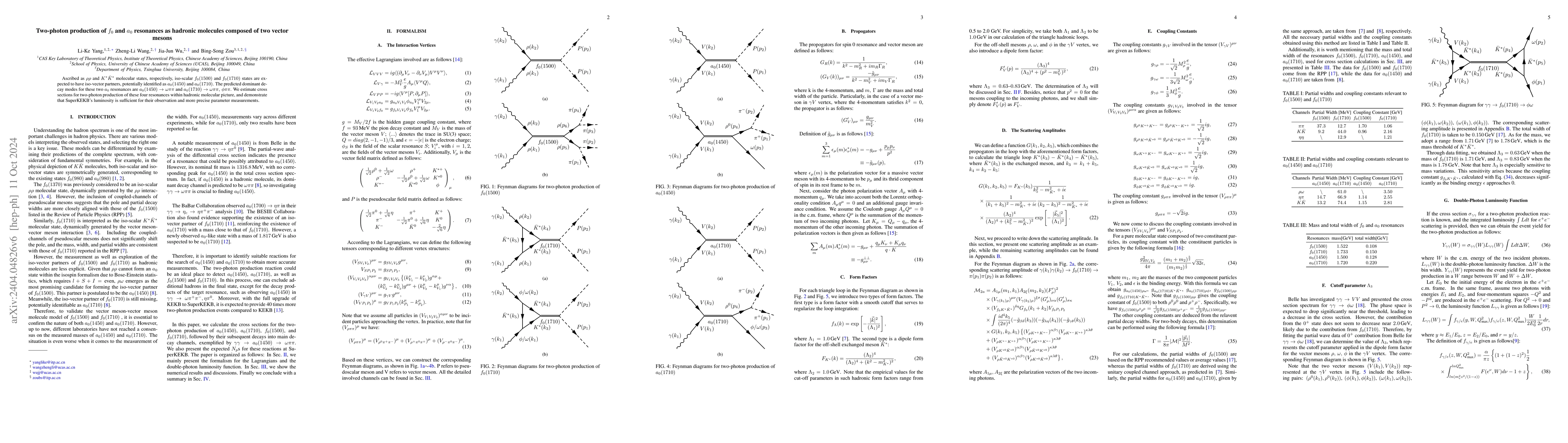 Thumbnail for Two-photon production of $f_0$ and $a_0$ resonances as hadronic
  molecules composed of two vector mesons