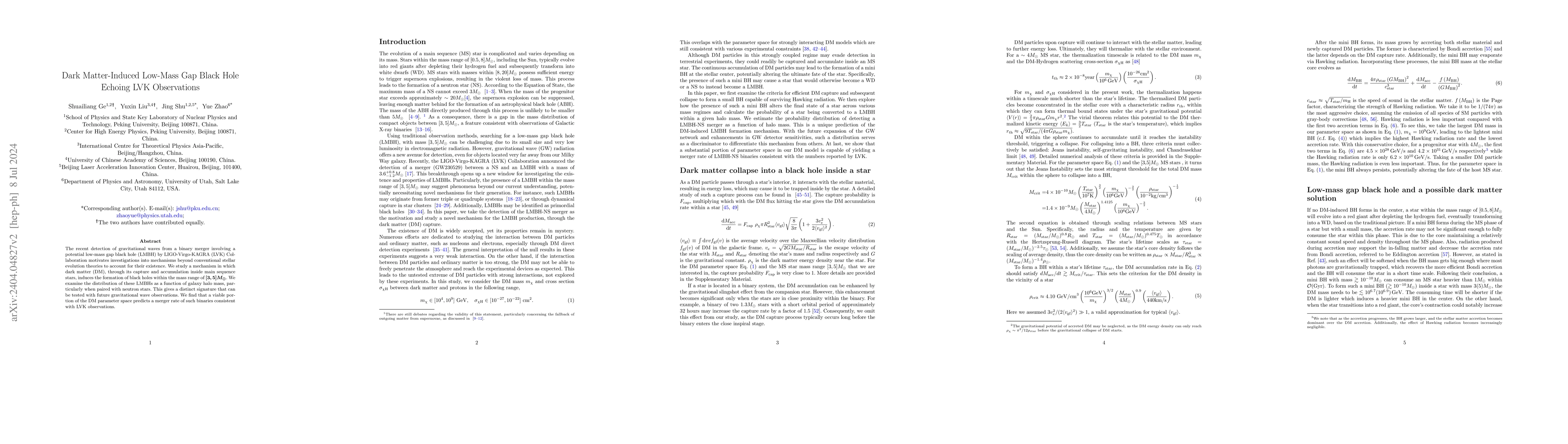 Thumbnail for Dark Matter-Induced Low-Mass Gap Black Hole Echoing LVK Observations