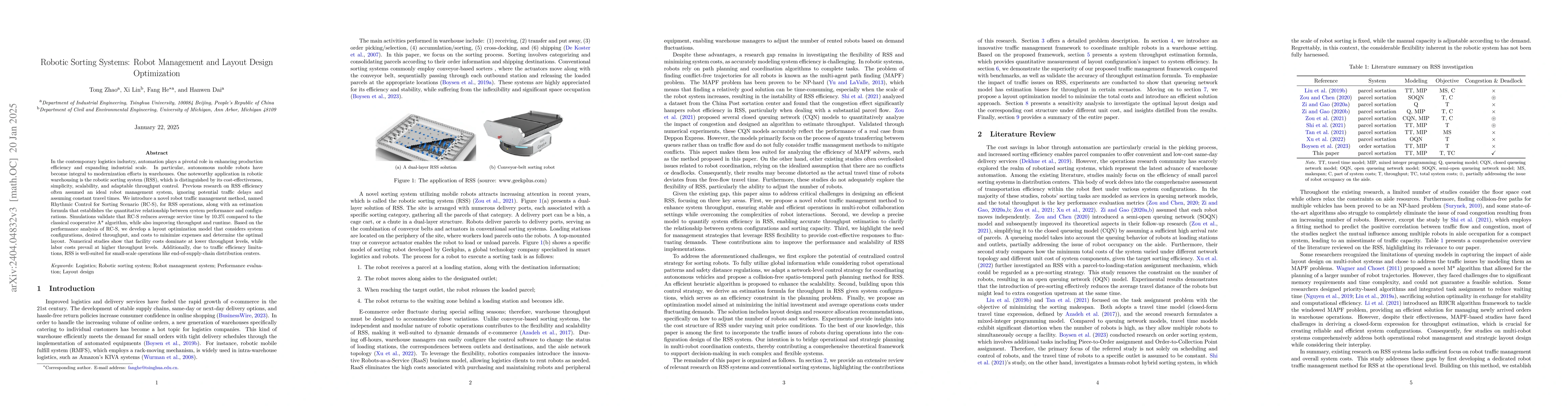 Thumbnail for Robotic Sorting Systems: Robot Management and Layout Design Optimization