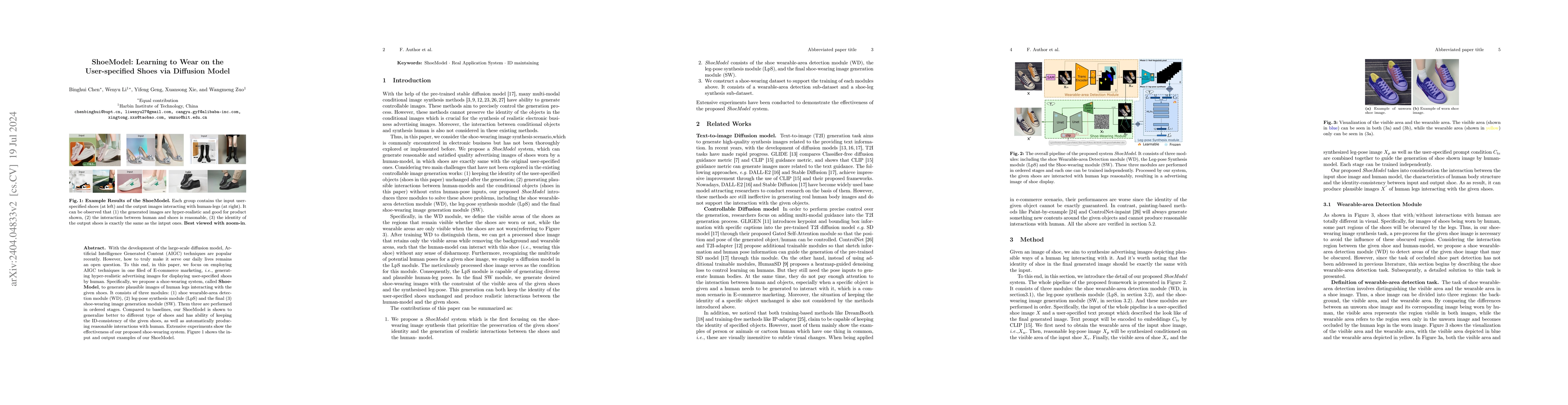 Thumbnail for ShoeModel: Learning to Wear on the User-specified Shoes via Diffusion
  Model
