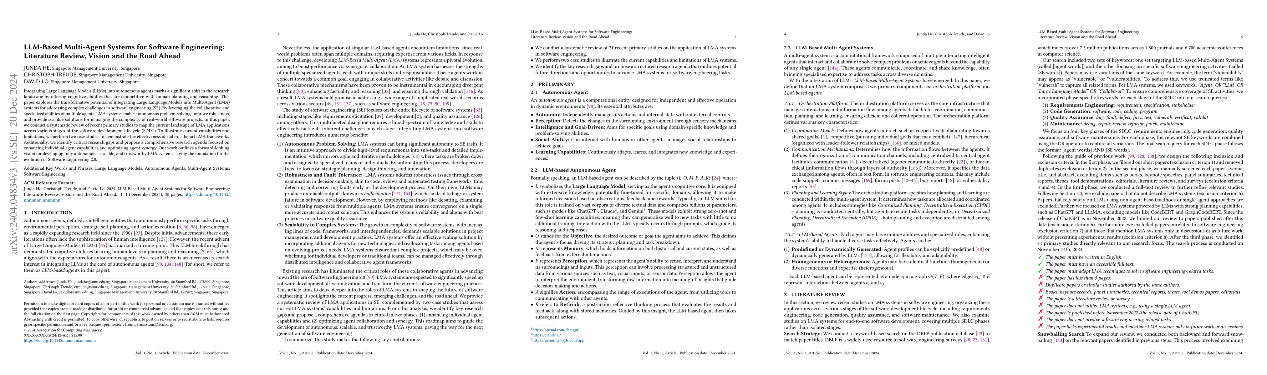 Thumbnail for LLM-Based Multi-Agent Systems for Software Engineering: Vision and the
  Road Ahead