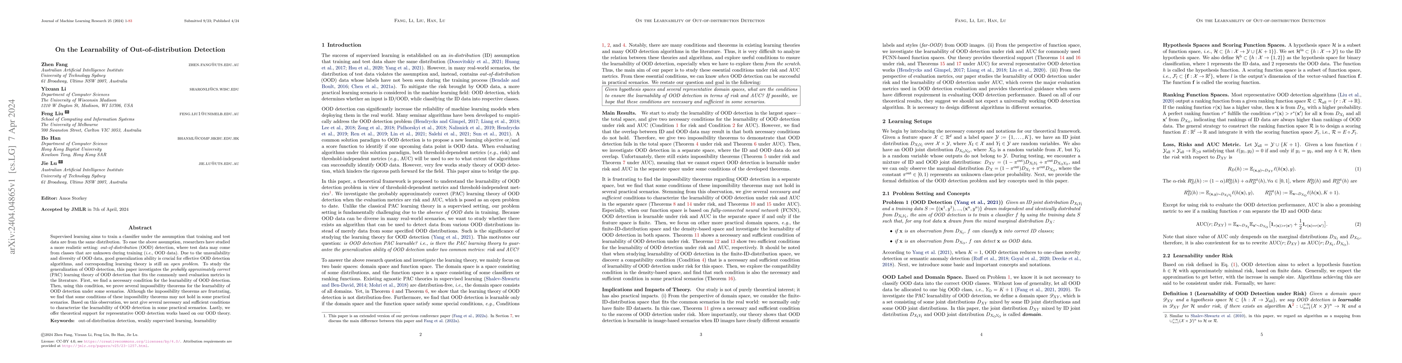 Thumbnail for On the Learnability of Out-of-distribution Detection