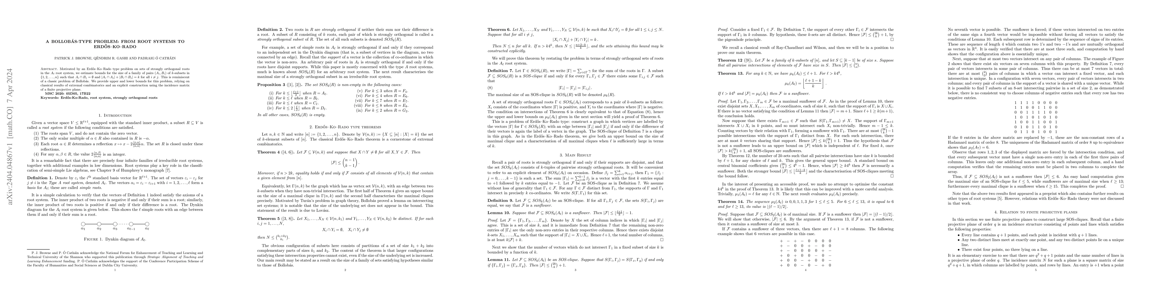 Thumbnail for A Bollob\'as-type problem: from root systems to Erd\H{o}s-Ko-Rado