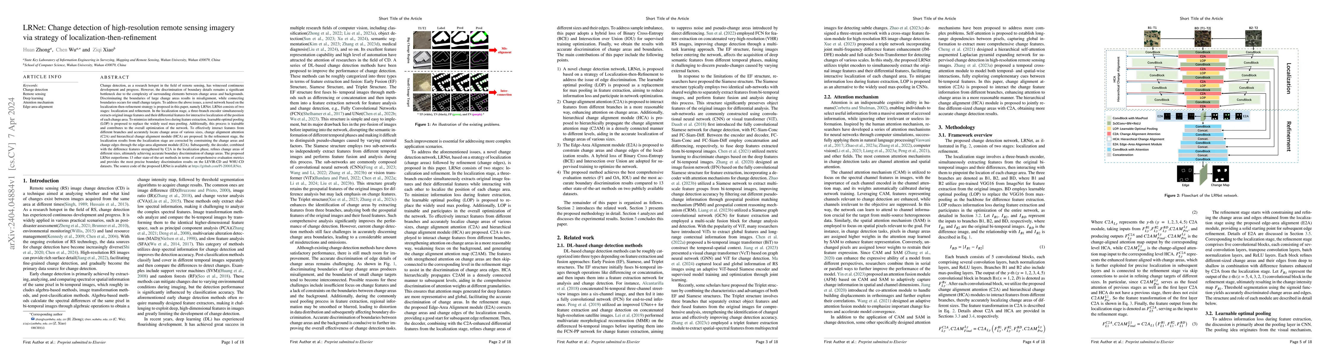 Thumbnail for LRNet: Change detection of high-resolution remote sensing imagery via
  strategy of localization-then-refinement