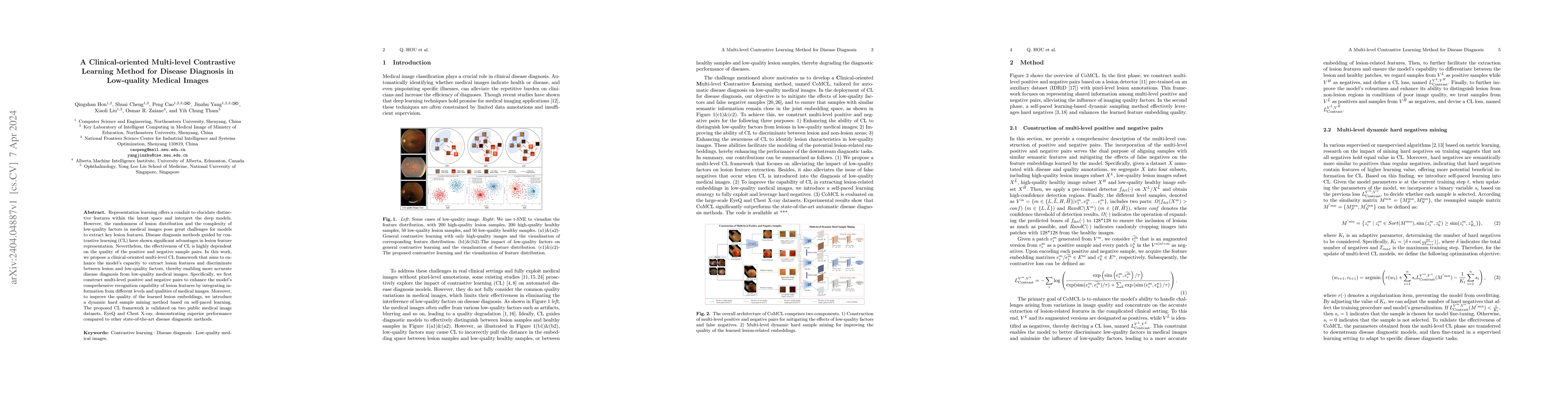 Thumbnail for A Clinical-oriented Multi-level Contrastive Learning Method for Disease
  Diagnosis in Low-quality Medical Images