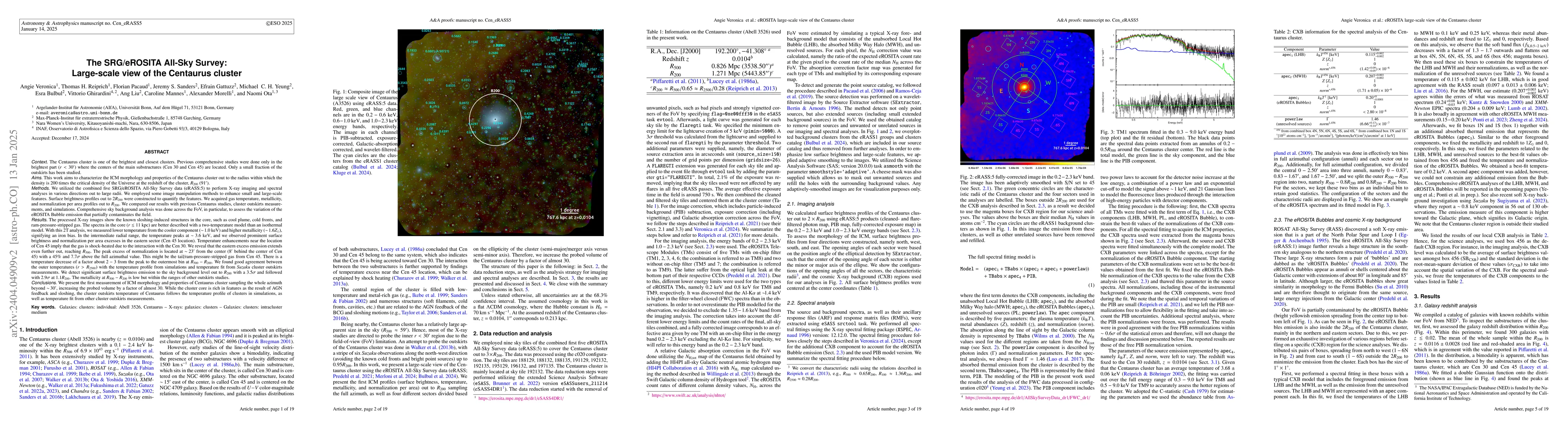 Thumbnail for The SRG/eROSITA All-Sky Survey: Large-scale view of the Centaurus
  cluster