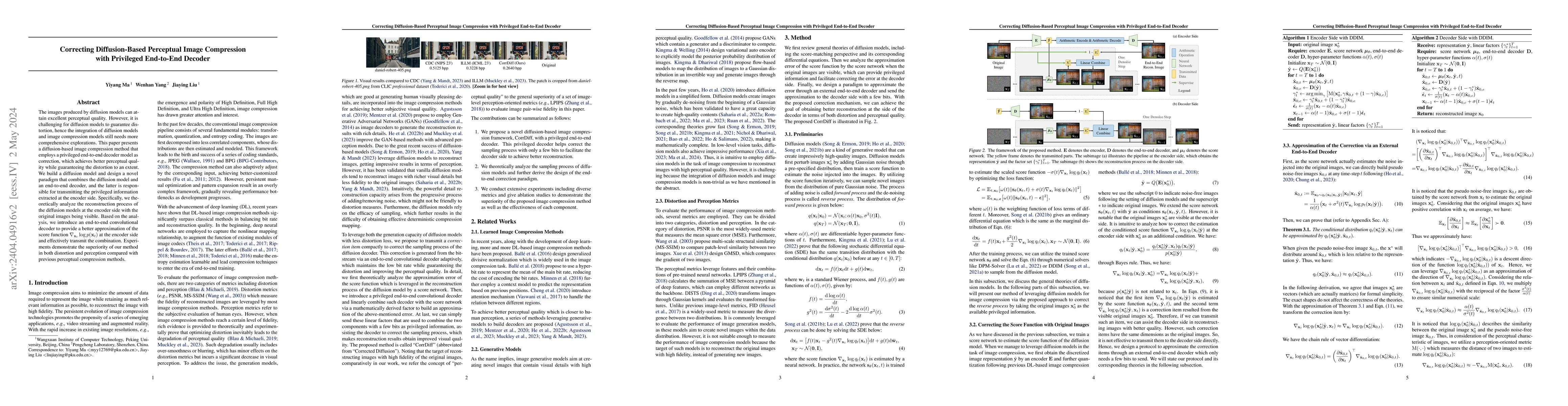 Thumbnail for Correcting Diffusion-Based Perceptual Image Compression with Privileged
  End-to-End Decoder