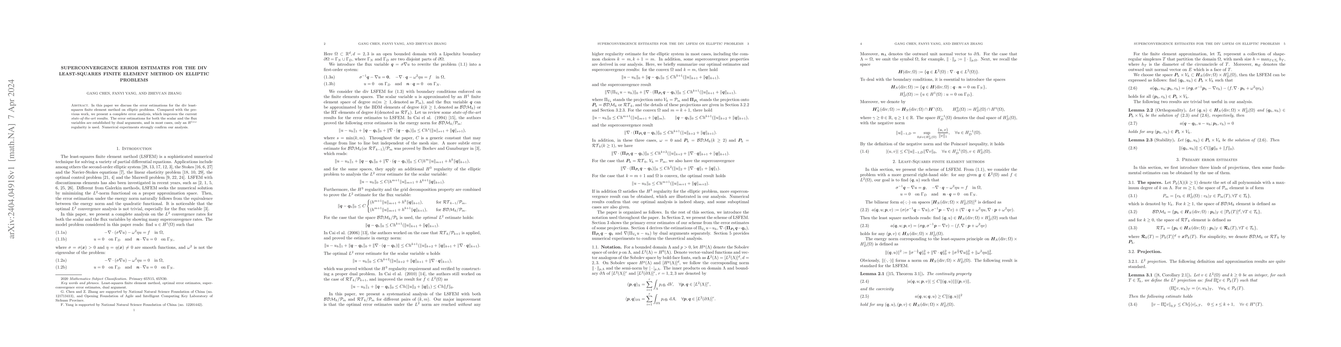 Thumbnail for Superconvergence error estimates for the div least-squares finite
  element method on elliptic problems
