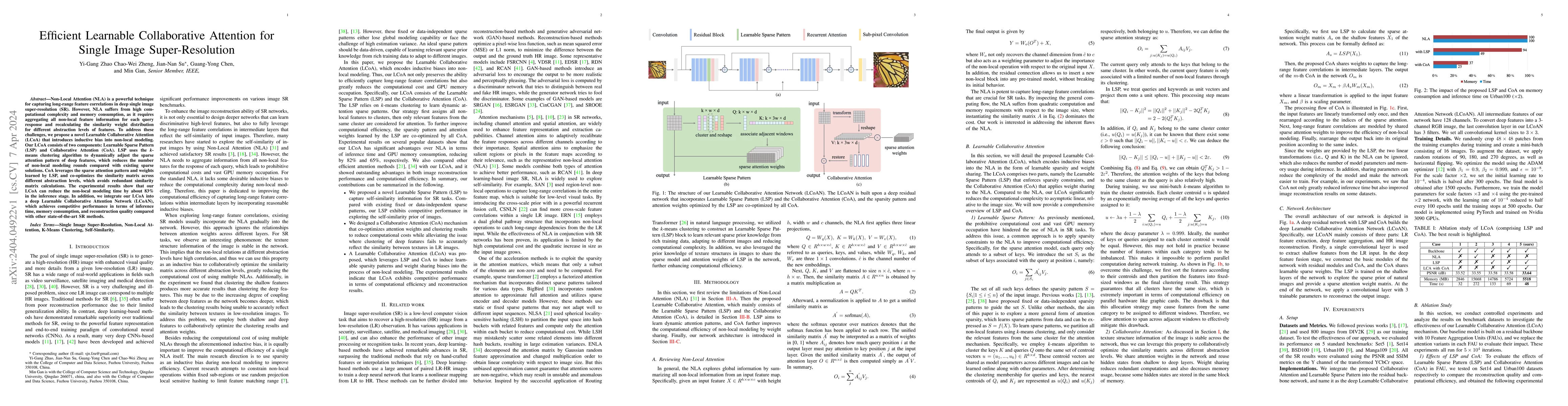 Thumbnail for Efficient Learnable Collaborative Attention for Single Image
  Super-Resolution