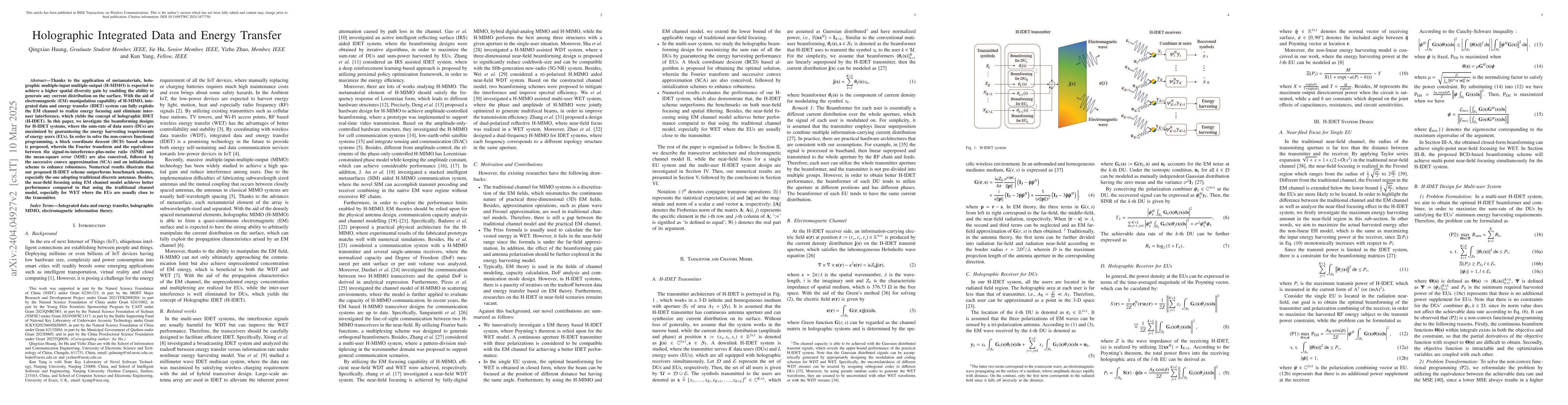 Thumbnail for Holographic Integrated Data and Energy Transfer