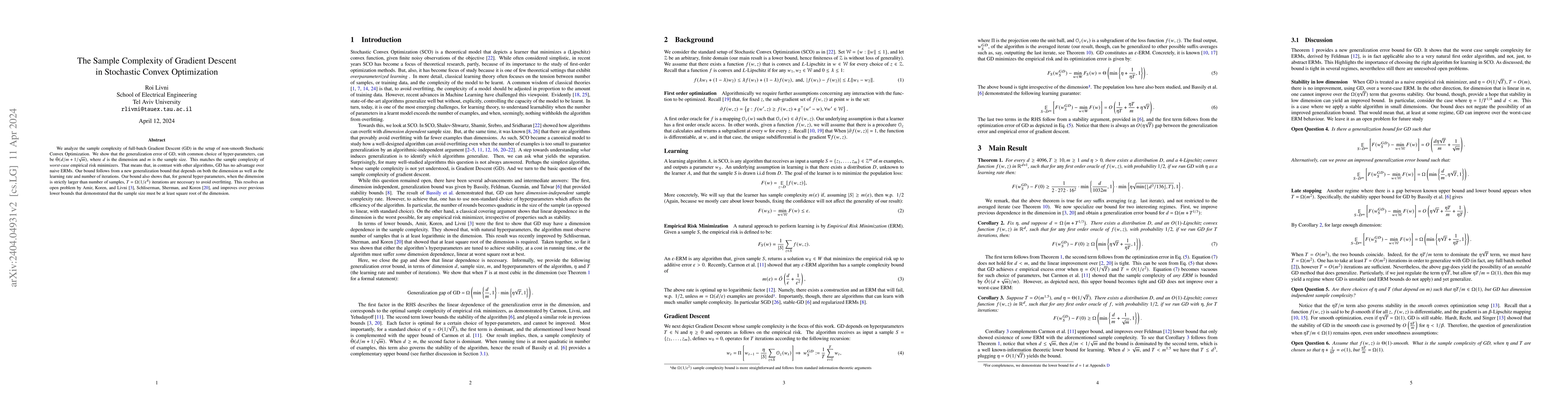 Thumbnail for The Sample Complexity of Gradient Descent in Stochastic Convex
  Optimization