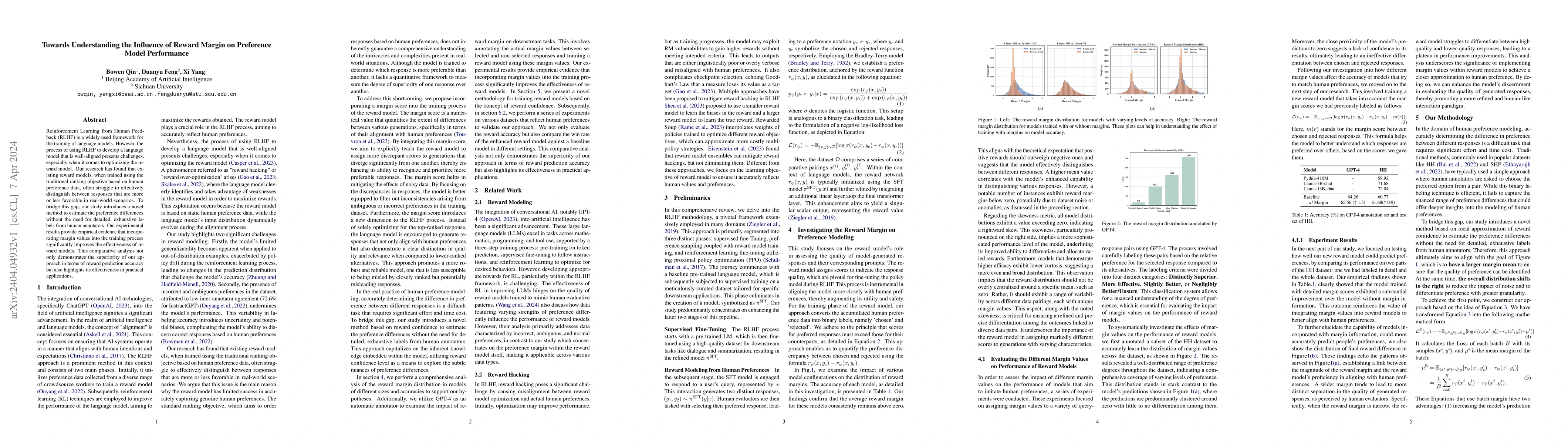 Thumbnail for Towards Understanding the Influence of Reward Margin on Preference Model
  Performance