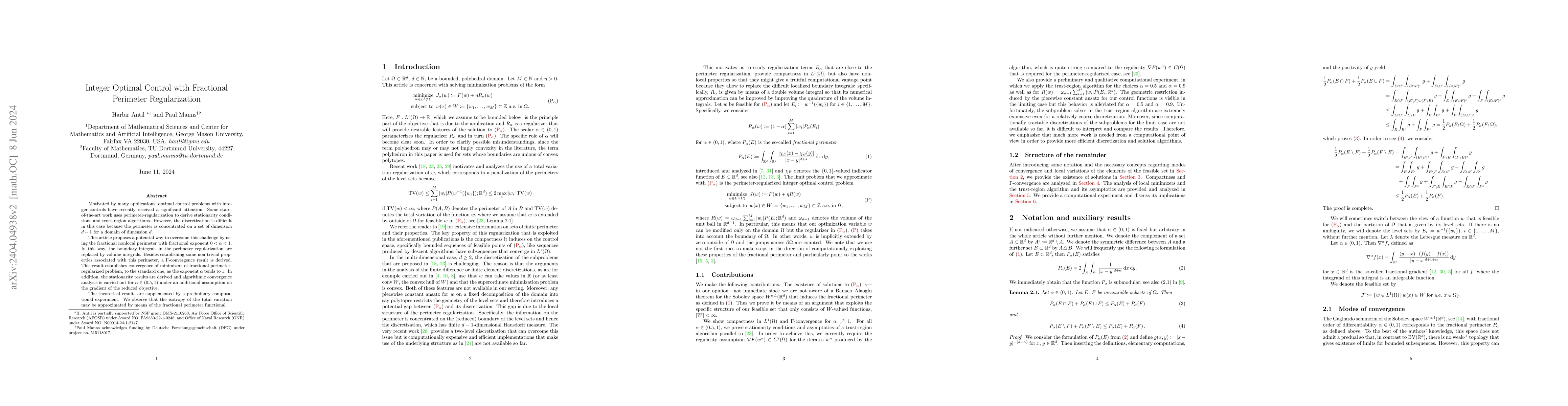 Thumbnail for Integer Optimal Control with Fractional Perimeter Regularization
