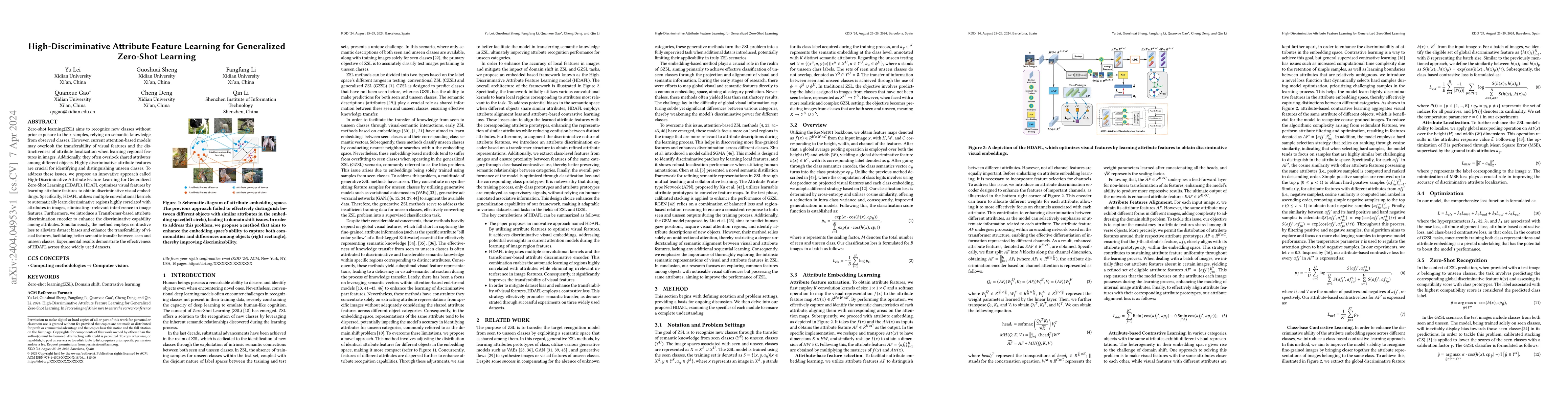 Thumbnail for High-Discriminative Attribute Feature Learning for Generalized Zero-Shot
  Learning