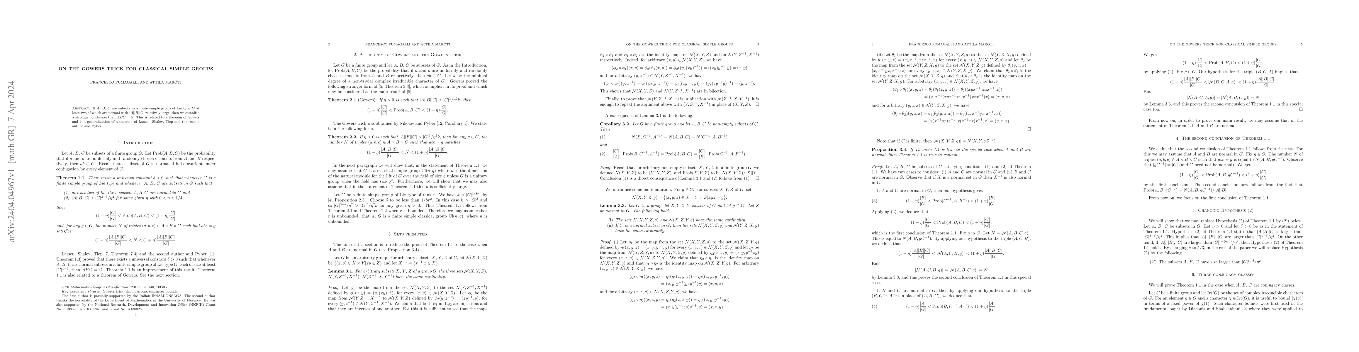 Thumbnail for On the Gowers trick for classical simple groups