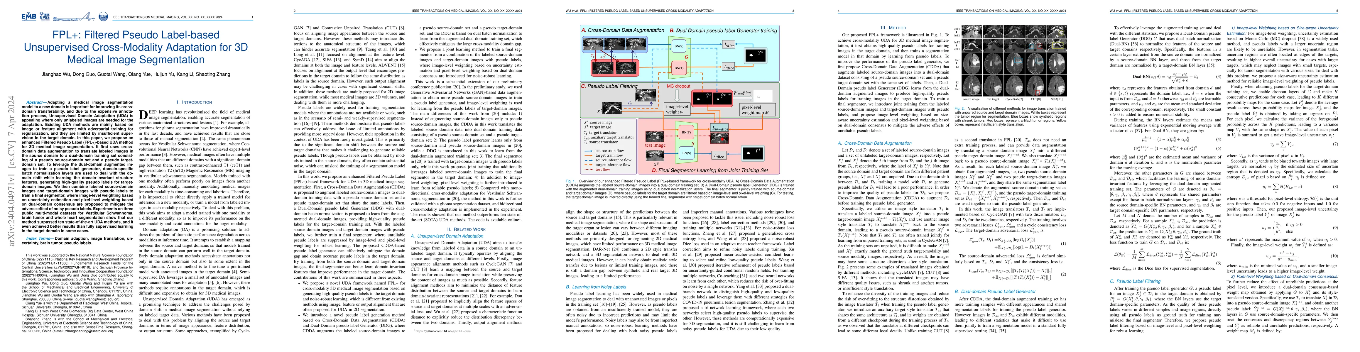 Thumbnail for FPL+: Filtered Pseudo Label-based Unsupervised Cross-Modality Adaptation
  for 3D Medical Image Segmentation