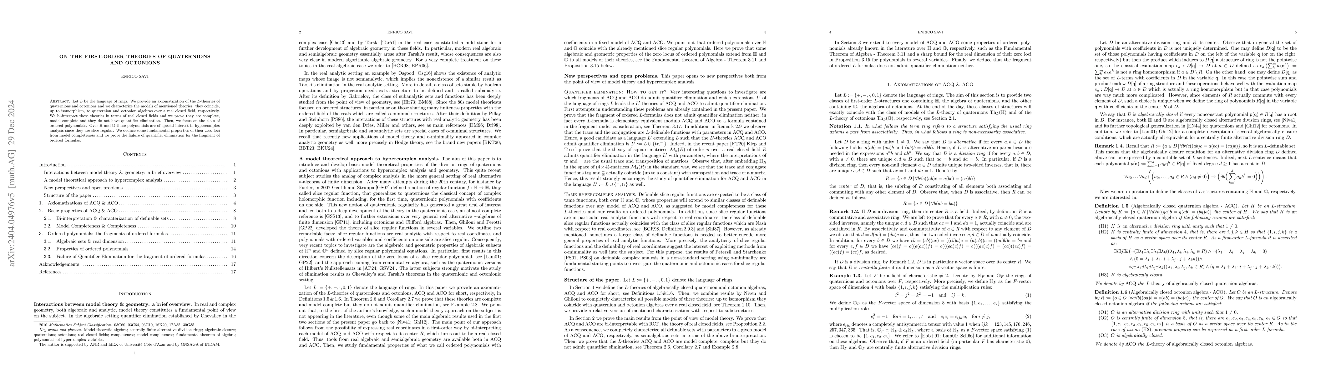 Thumbnail for On the first-order theories of quaternions and octonions