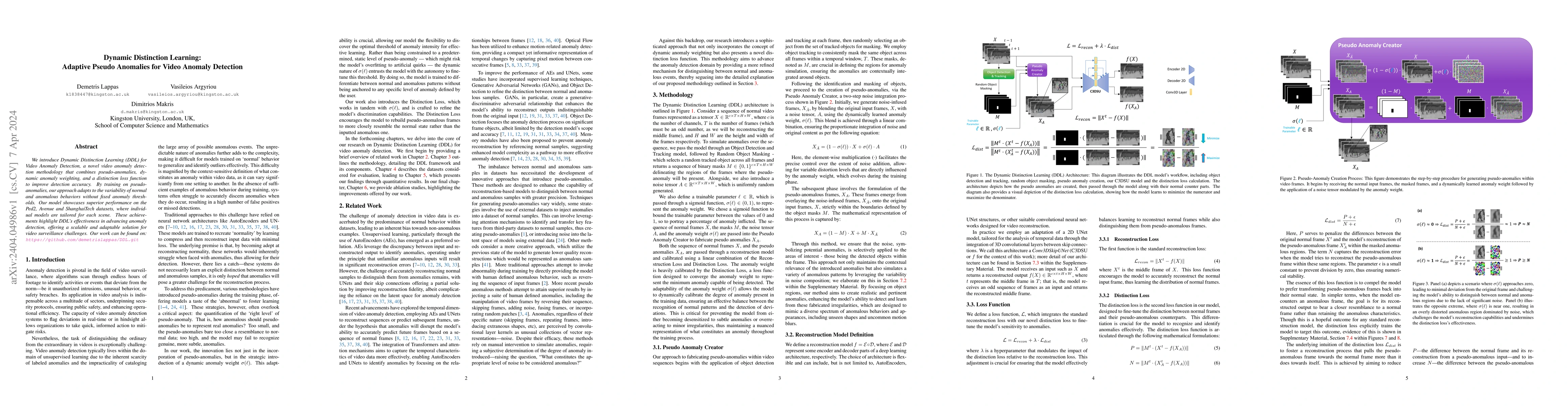 Thumbnail for Dynamic Distinction Learning: Adaptive Pseudo Anomalies for Video
  Anomaly Detection