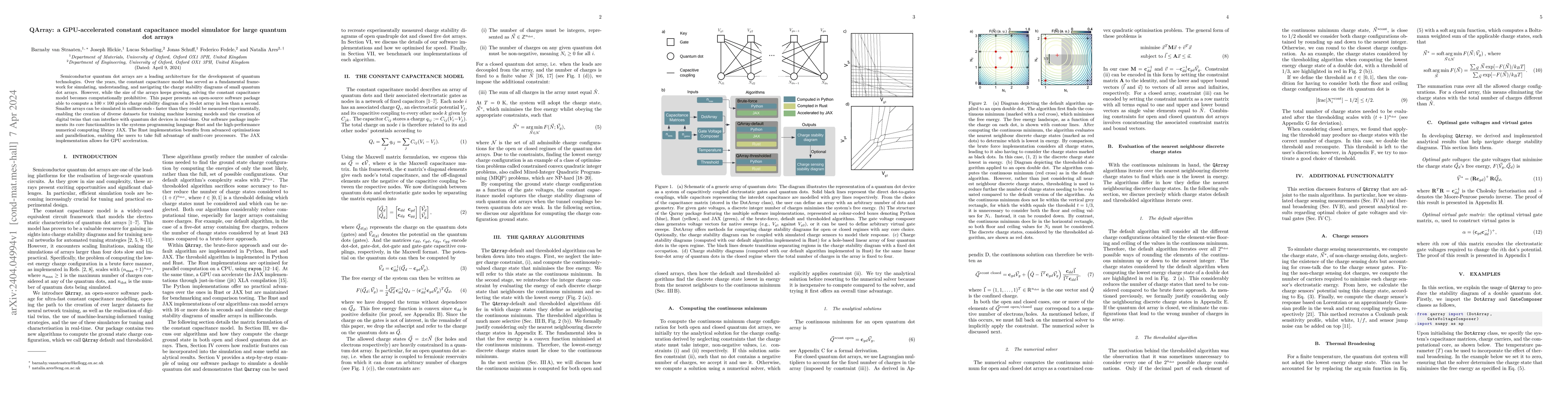 Thumbnail for QArray: a GPU-accelerated constant capacitance model simulator for large
  quantum dot arrays