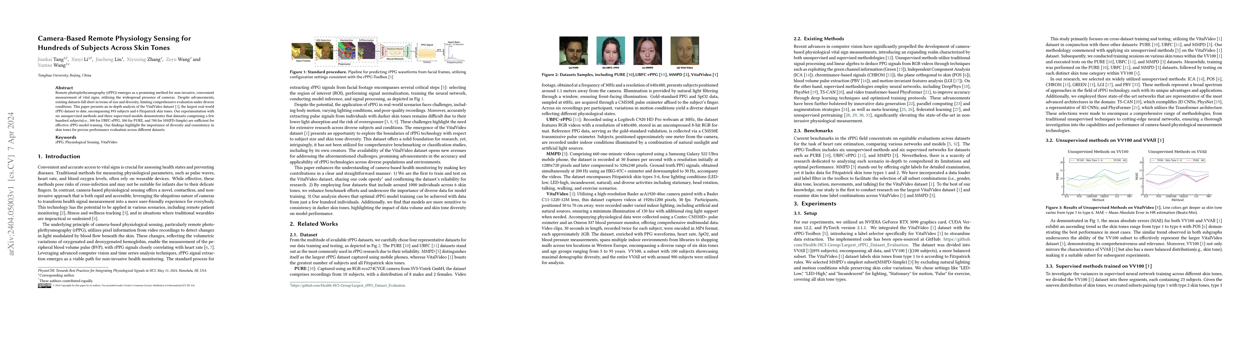 Thumbnail for Camera-Based Remote Physiology Sensing for Hundreds of Subjects Across
  Skin Tones