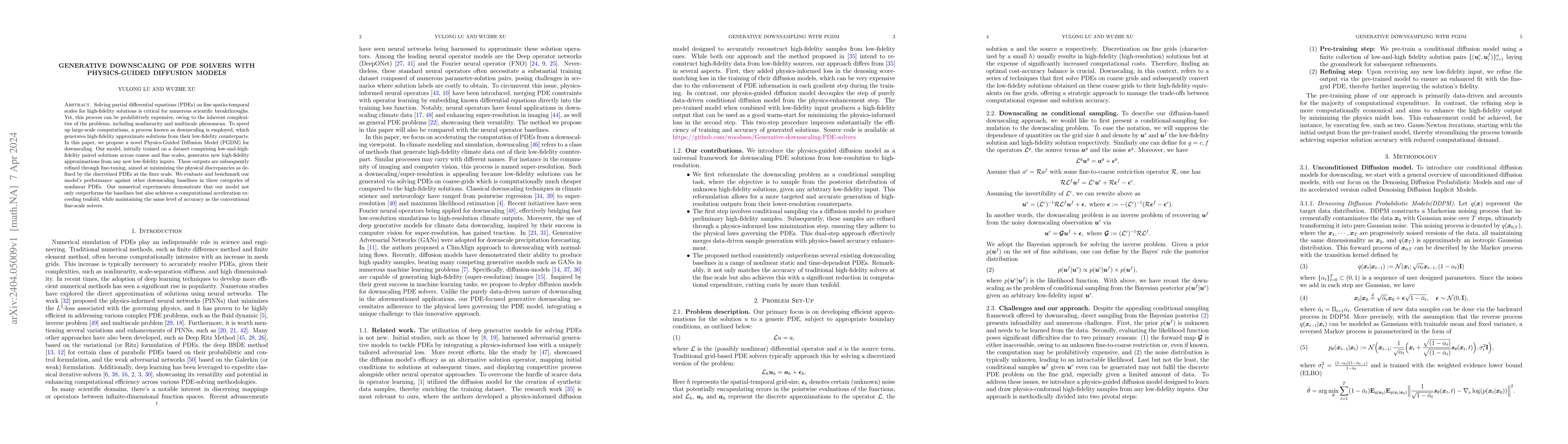 Thumbnail for Generative downscaling of PDE solvers with physics-guided diffusion
  models