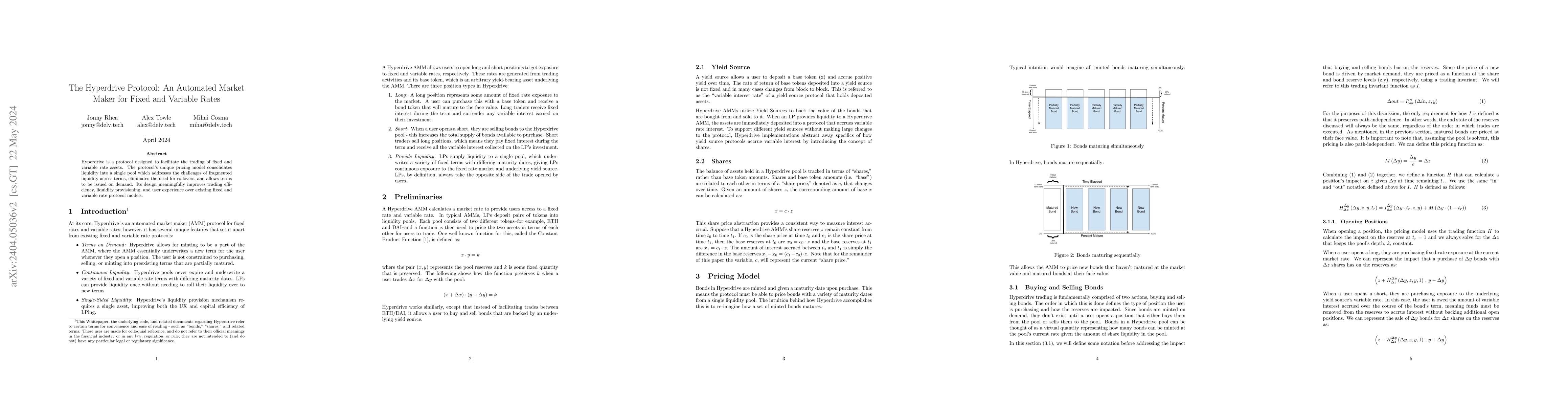 Thumbnail for The Hyperdrive Protocol: An Automated Market Maker for Fixed and
  Variable Rates