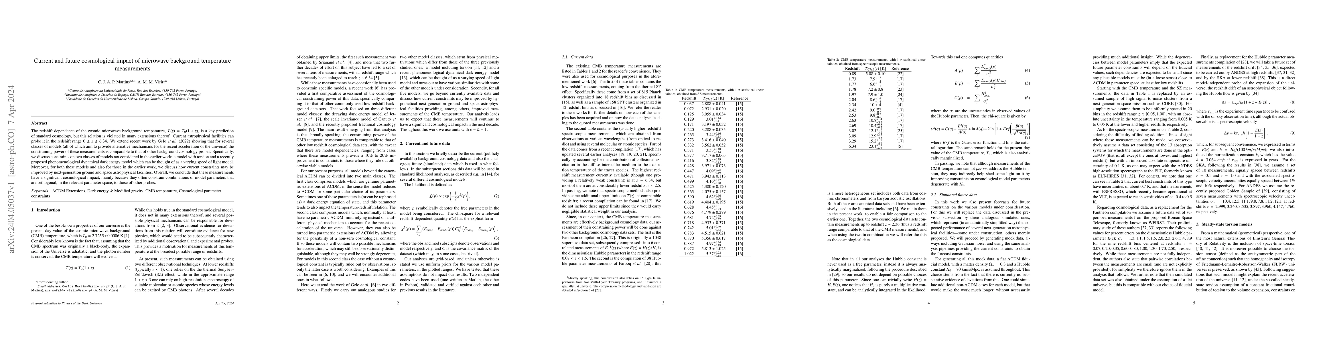 Thumbnail for Current and future cosmological impact of microwave background
  temperature measurements