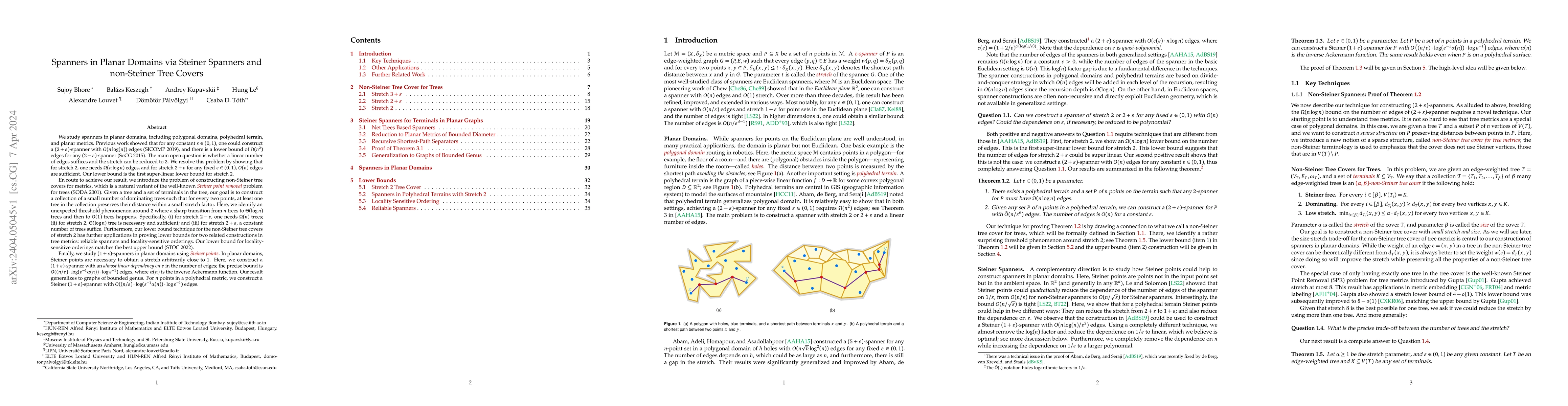 Thumbnail for Spanners in Planar Domains via Steiner Spanners and non-Steiner Tree
  Covers