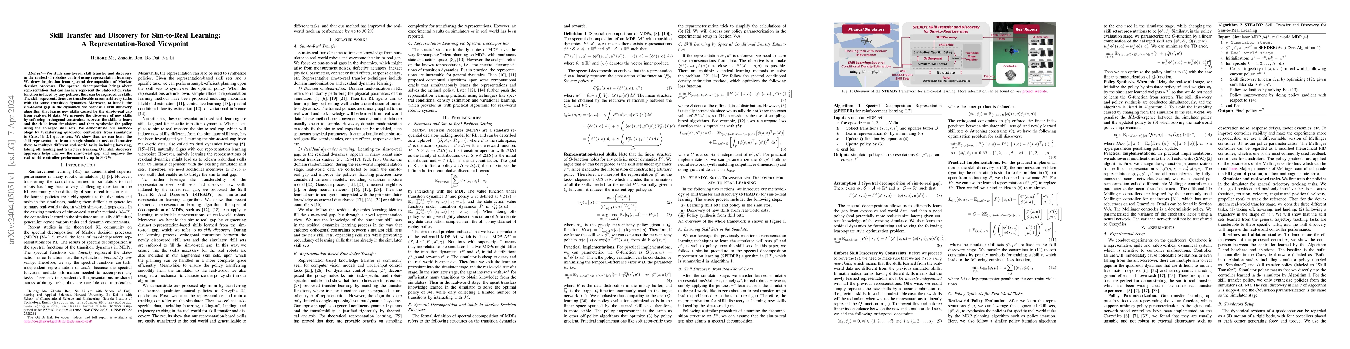 Thumbnail for Skill Transfer and Discovery for Sim-to-Real Learning: A
  Representation-Based Viewpoint