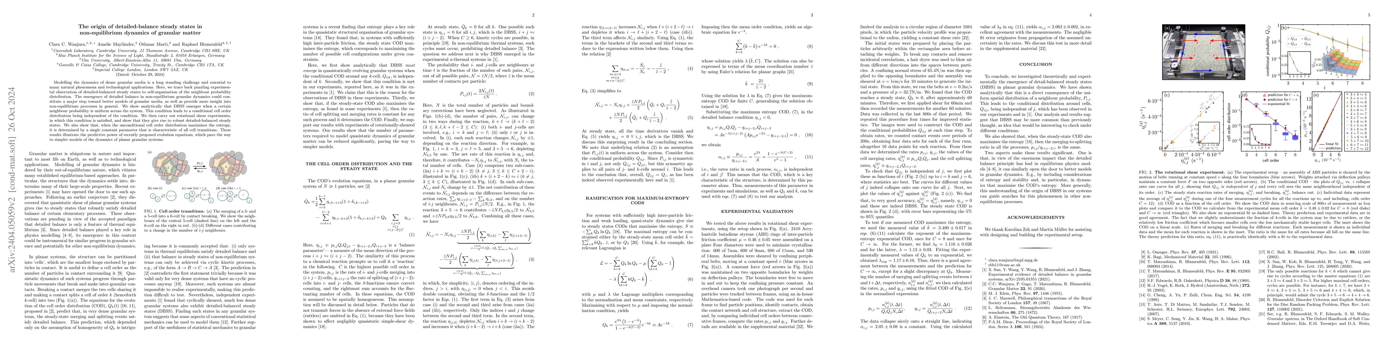 Thumbnail for Detailed balance in non-equilibrium dynamics of granular matter:
  derivation and implications
