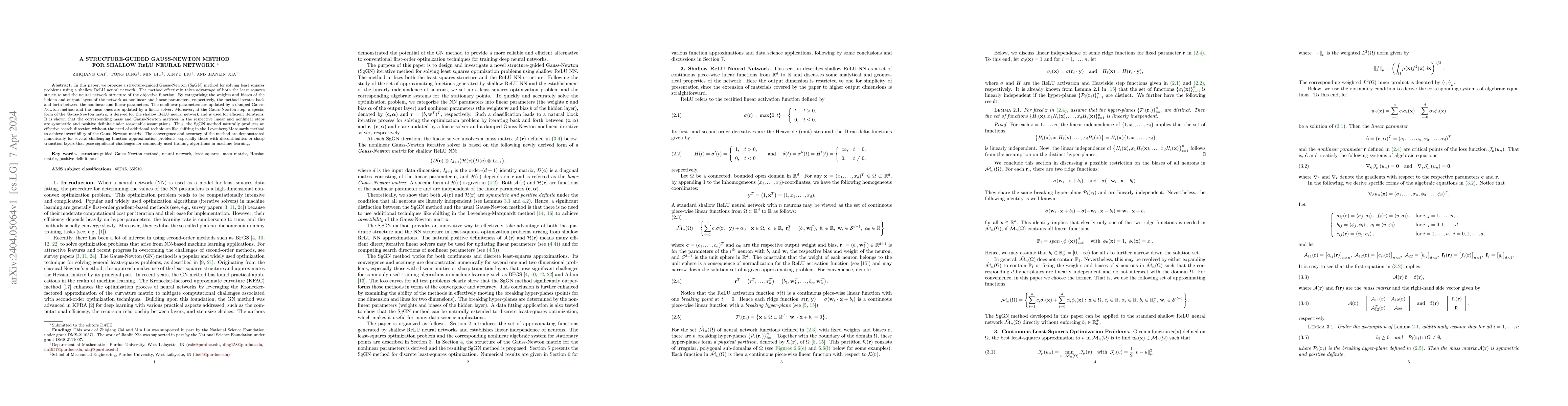 Thumbnail for A Structure-Guided Gauss-Newton Method for Shallow ReLU Neural Network