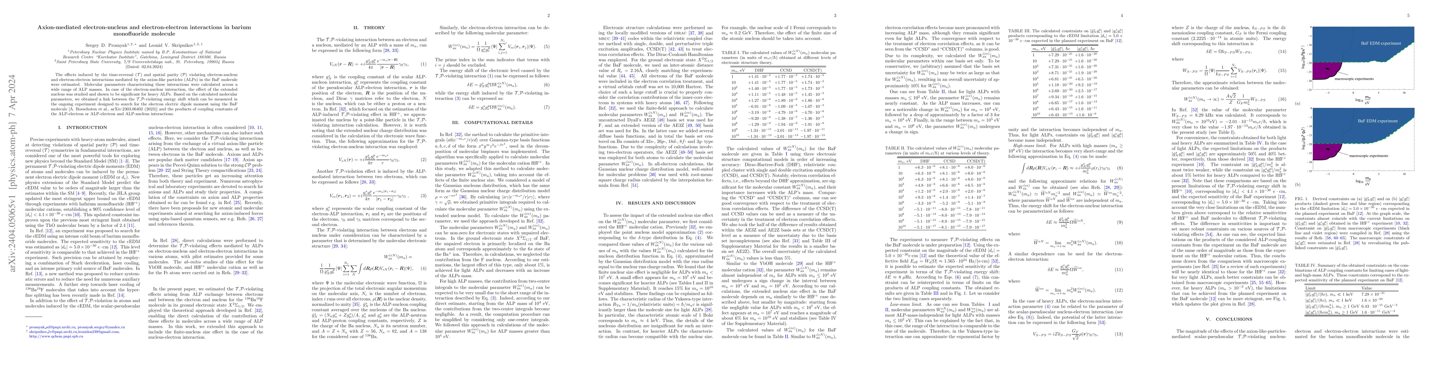 Thumbnail for Axion-mediated electron-nucleus and electron-electron interactions in
  barium monofluoride molecule