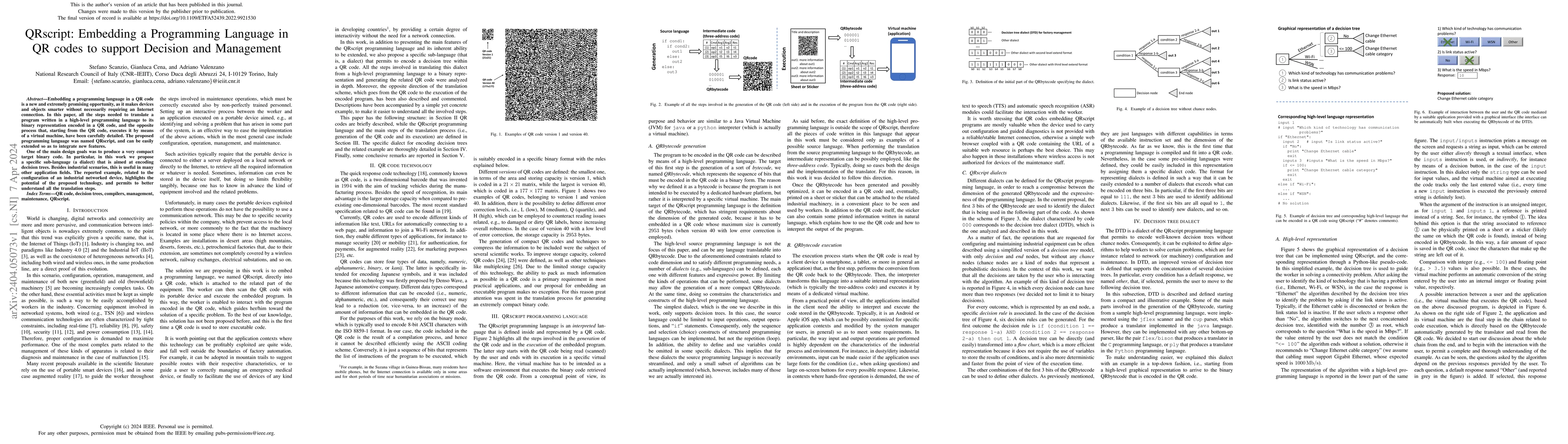 Thumbnail for QRscript: Embedding a Programming Language in QR codes to support
  Decision and Management