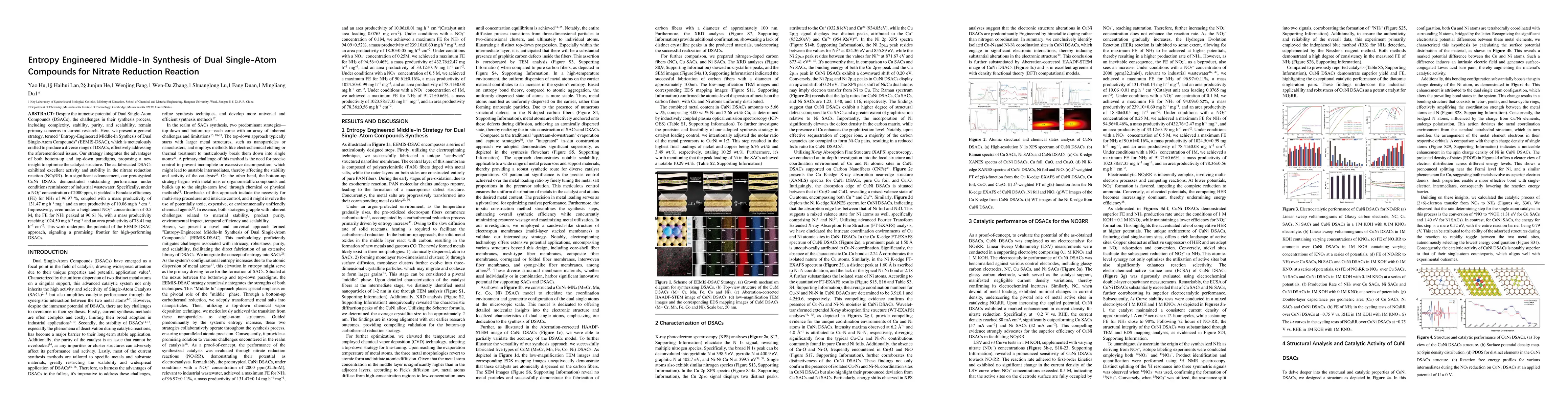 Thumbnail for Entropy Engineered Middle-In Synthesis of Dual Single-Atom Compounds for
  Nitrate Reduction Reaction