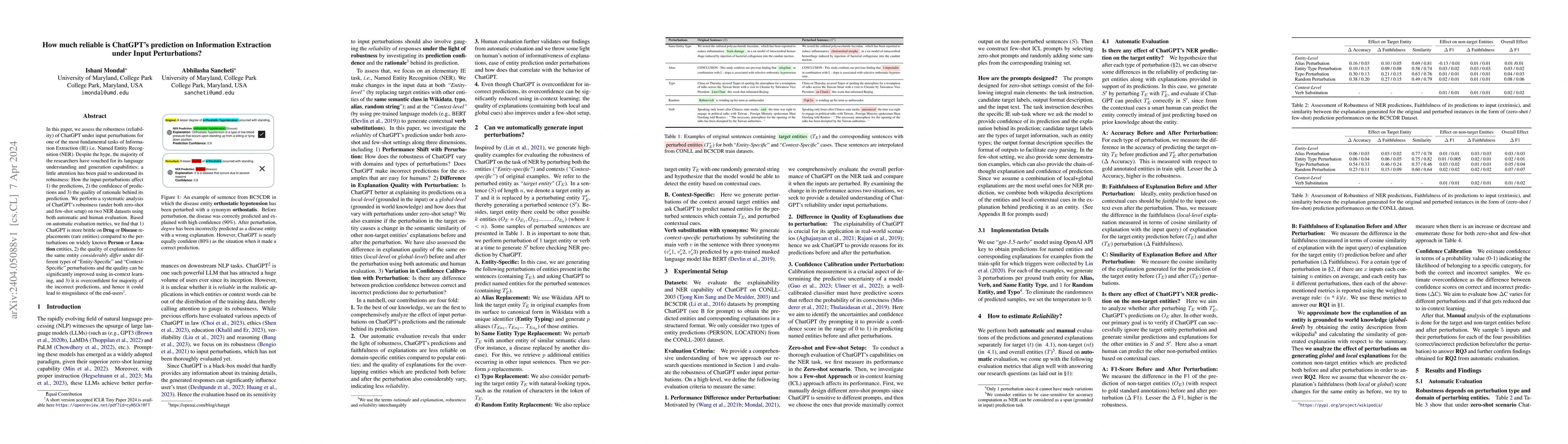 Thumbnail for How much reliable is ChatGPT's prediction on Information Extraction
  under Input Perturbations?