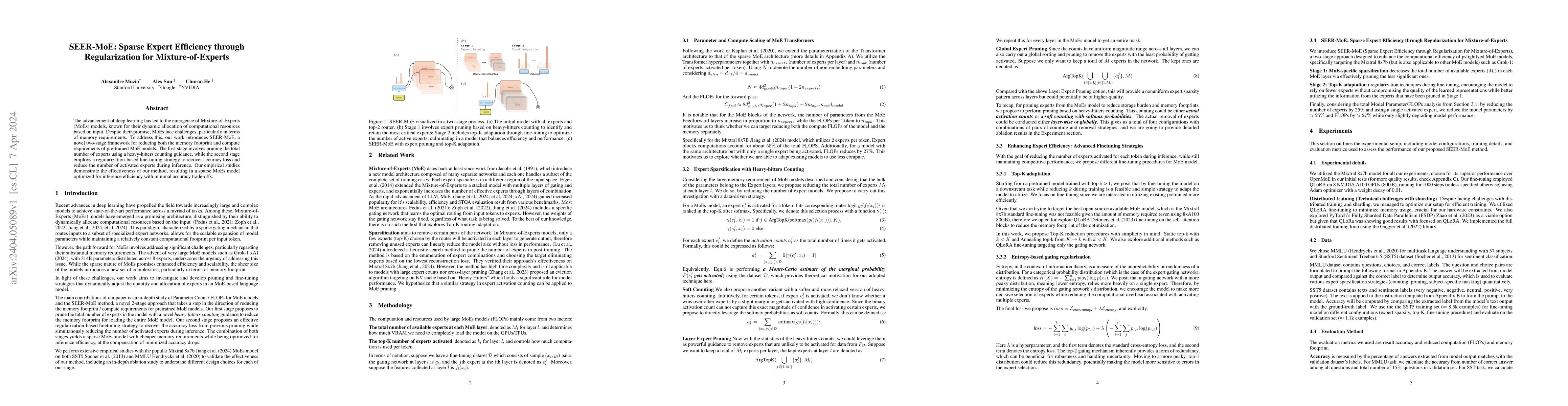 Thumbnail for SEER-MoE: Sparse Expert Efficiency through Regularization for
  Mixture-of-Experts