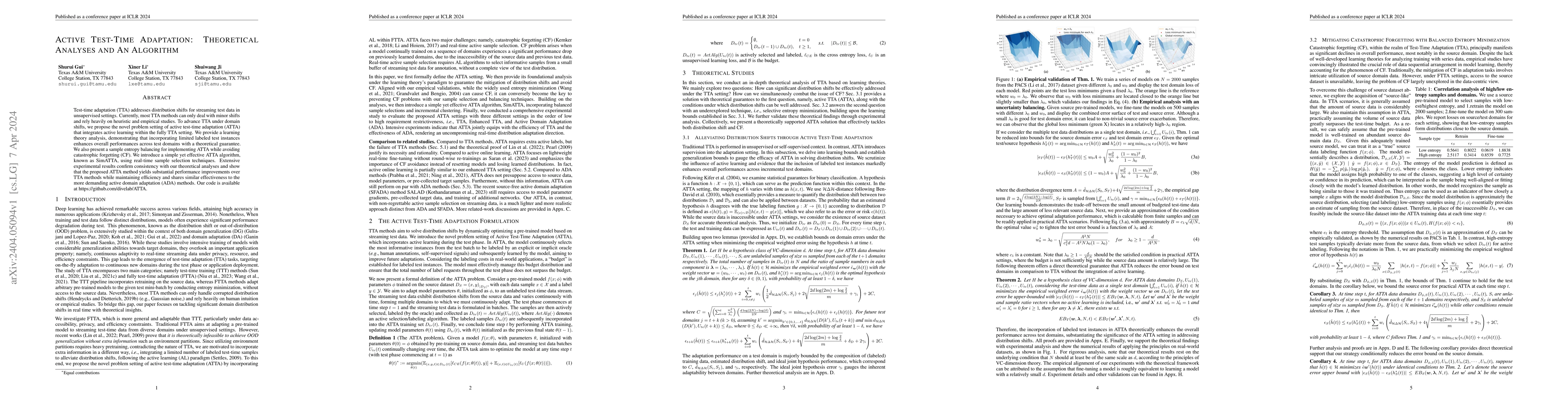 Thumbnail for Active Test-Time Adaptation: Theoretical Analyses and An Algorithm