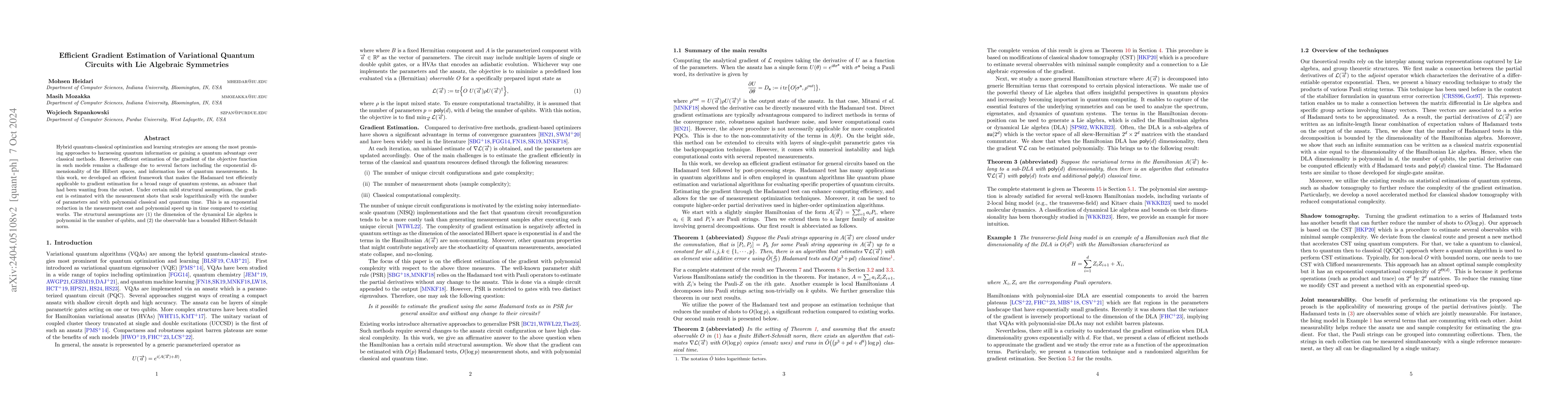 Thumbnail for Efficient Gradient Estimation of Variational Quantum Circuits with Lie
  Algebraic Symmetries