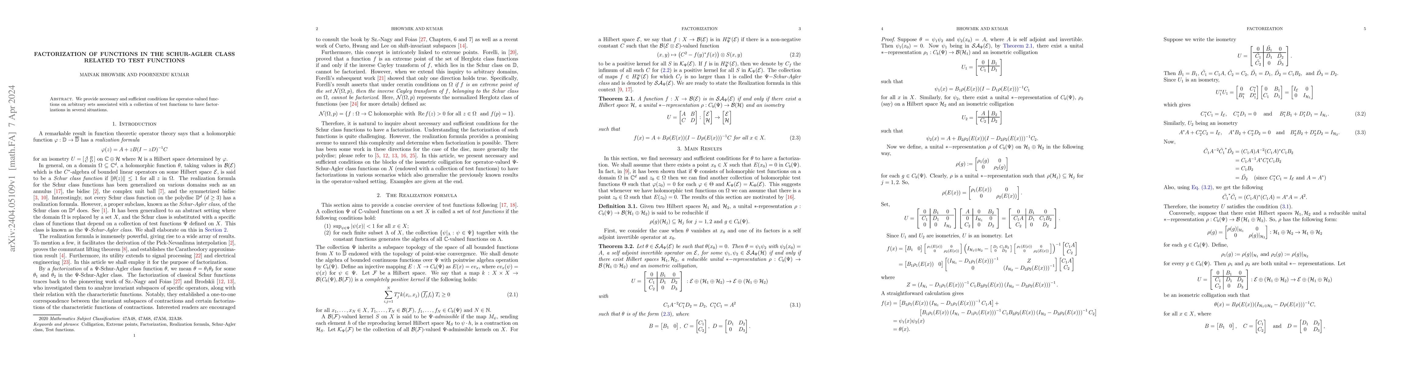 Thumbnail for Factorization of functions in the Schur-Agler class related to test
  functions