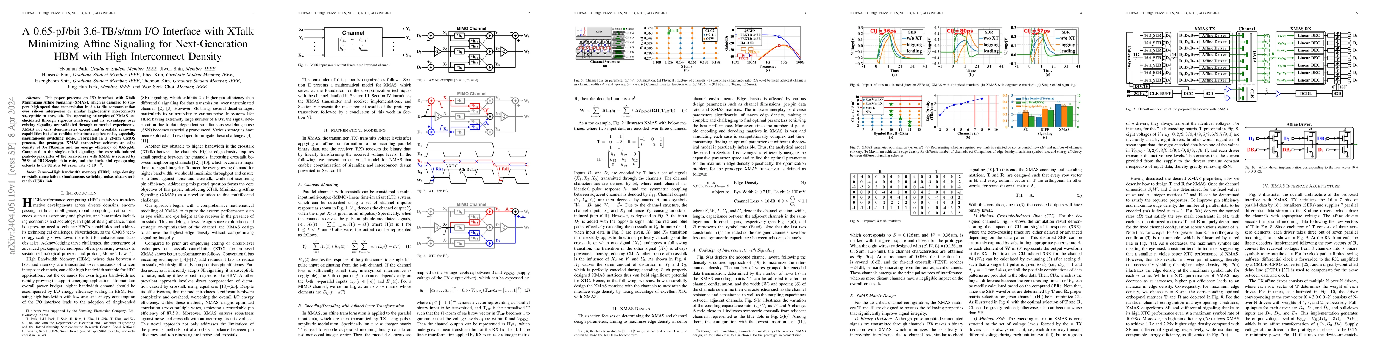 Thumbnail for A 0.65-pJ/bit 3.6-TB/s/mm I/O Interface with XTalk Minimizing Affine
  Signaling for Next-Generation HBM with High Interconnect Density