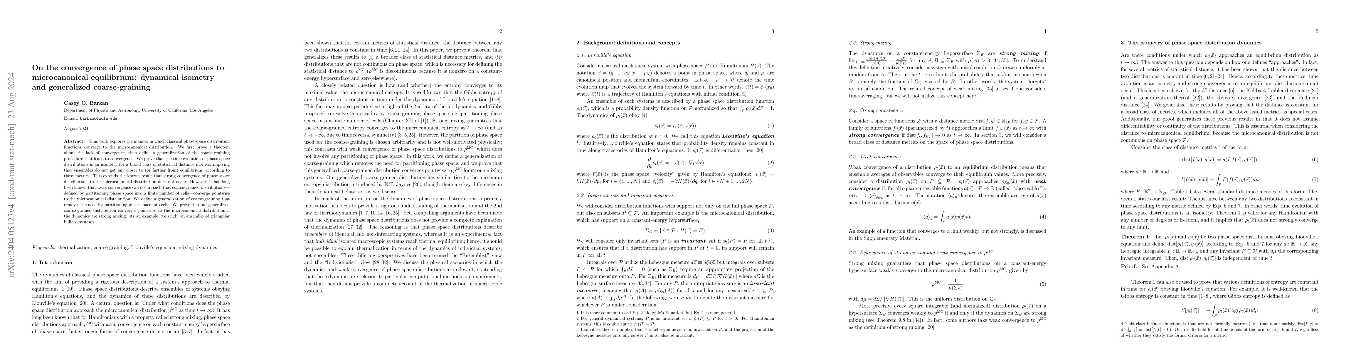 Thumbnail for On the convergence of phase space distributions to microcanonical
  equilibrium: dynamical isometry and generalized coarse-graining