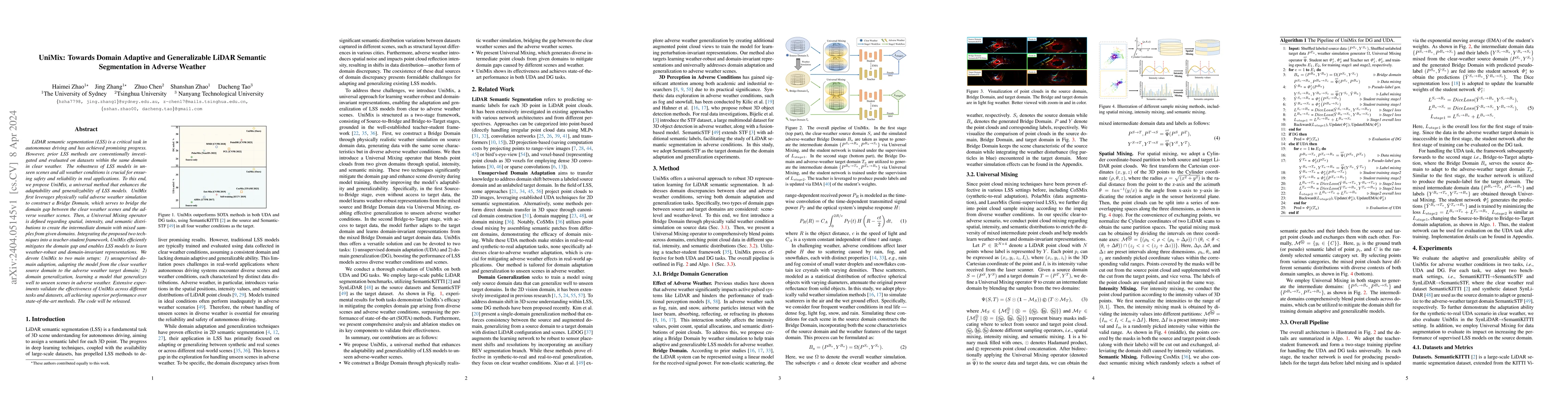 Thumbnail for UniMix: Towards Domain Adaptive and Generalizable LiDAR Semantic
  Segmentation in Adverse Weather