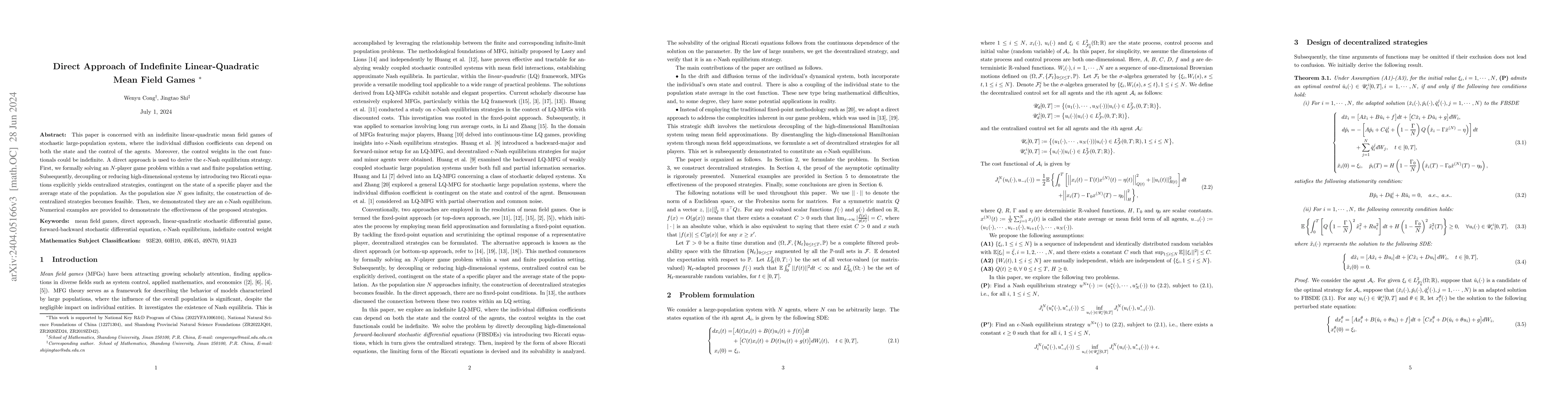 Thumbnail for Direct Approach of Indefinite Linear-Quadratic Mean Field Games