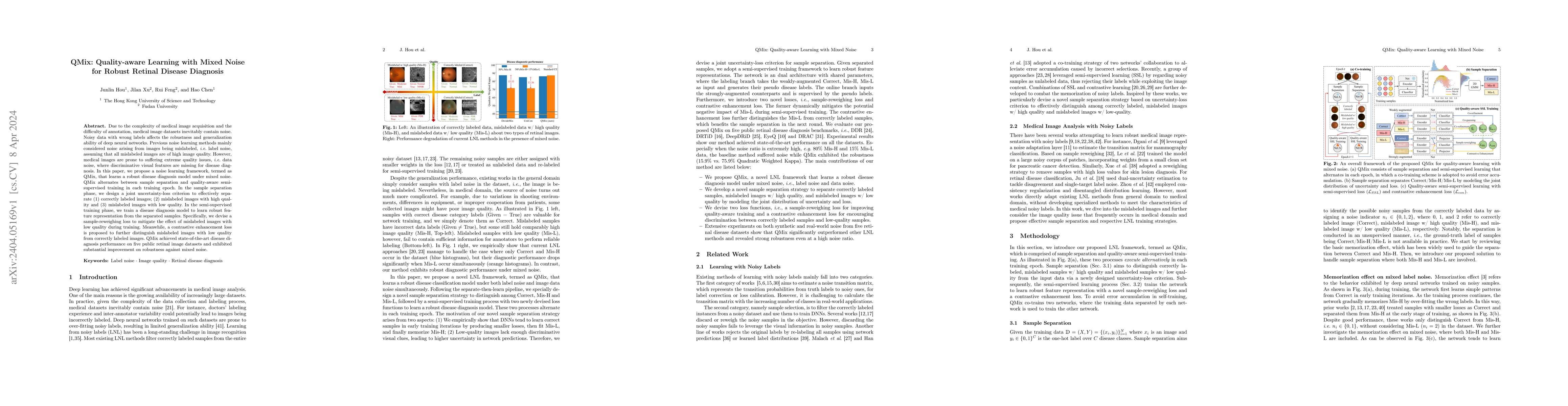 Thumbnail for QMix: Quality-aware Learning with Mixed Noise for Robust Retinal Disease
  Diagnosis
