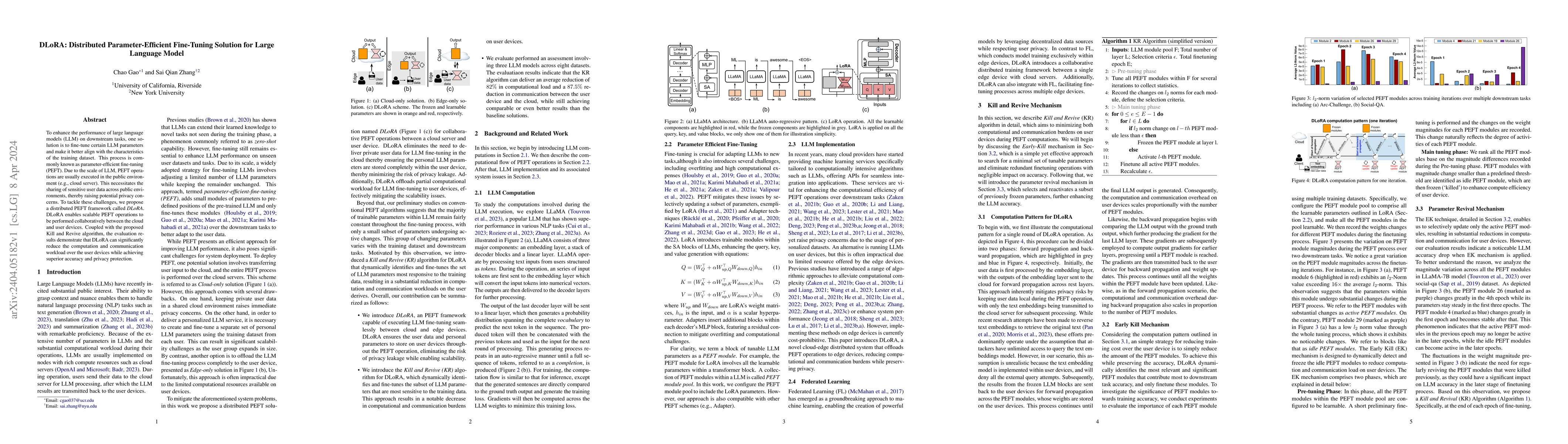 Thumbnail for DLoRA: Distributed Parameter-Efficient Fine-Tuning Solution for Large
  Language Model